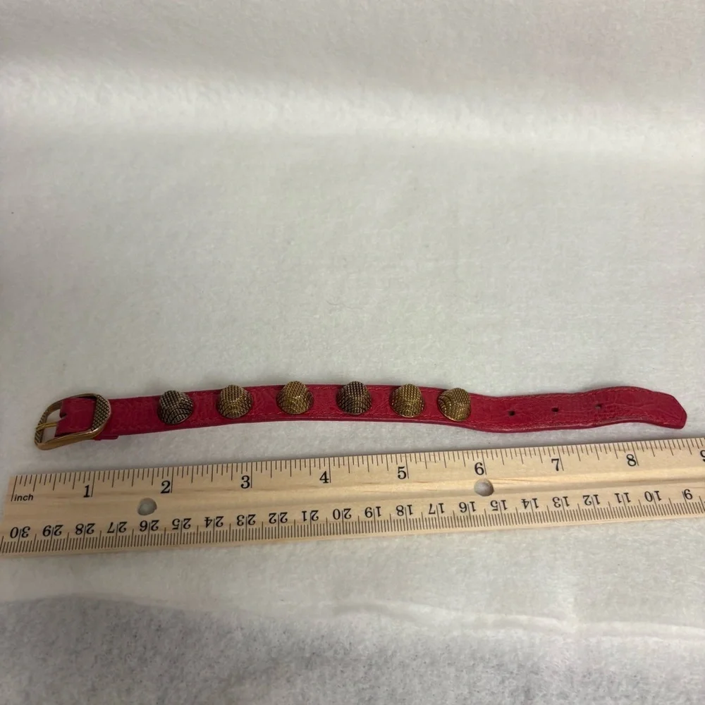 BALENCIAGA Giant Studded Leather Arena Red Bracelet